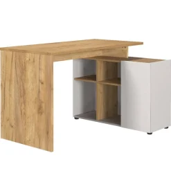 Wohnen Bürotische*Schreibtisch mit Seitenregal in Hellgrau - Chiron