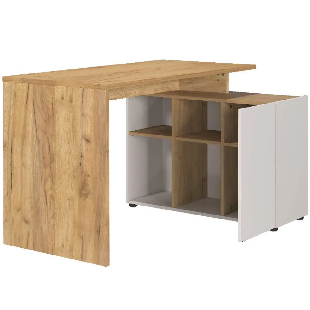 Wohnen Bürotische*Schreibtisch mit Seitenregal in Hellgrau - Chiron