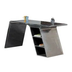 Wohnen Designermöbel*Schreibtisch Pilot in Alufarben