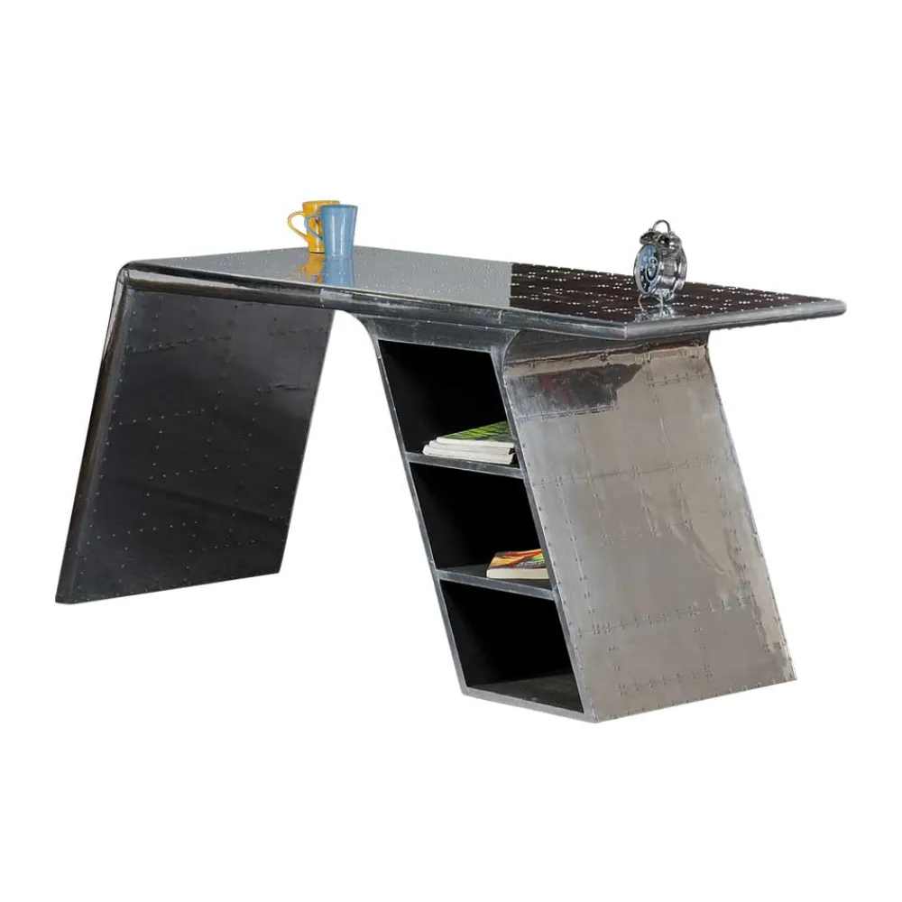 Wohnen Designermöbel*Schreibtisch Pilot in Alufarben