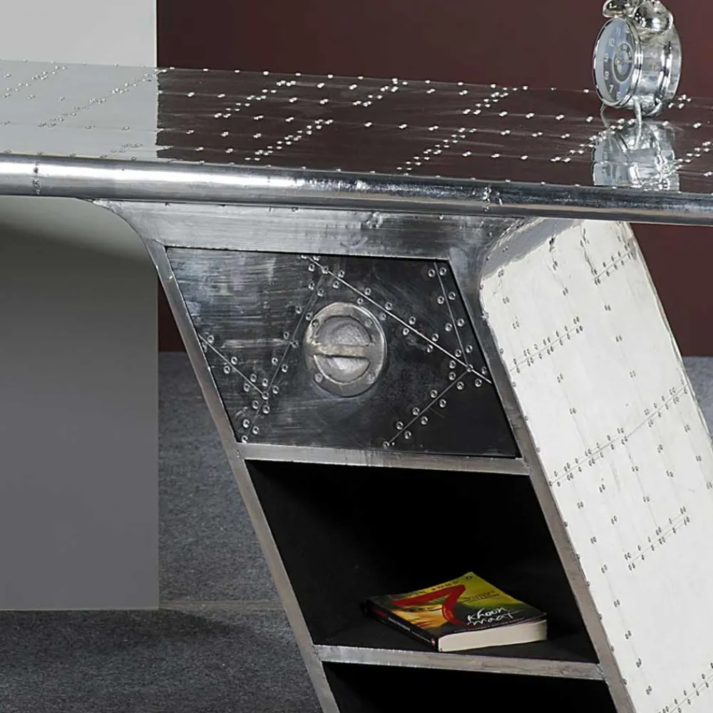 Wohnen Designermöbel*Schreibtisch Pilot in Alufarben