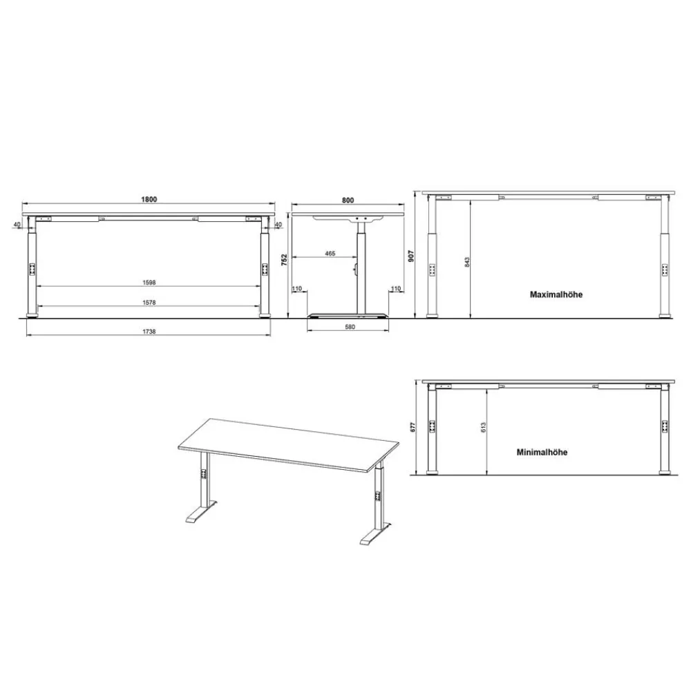 Wohnen Schreibtisch und Rollcontainer Set - Great (zweiteilig)