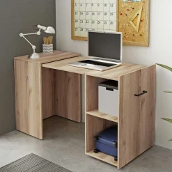 Wohnen Schreibtisch zum Ausziehen in Eiche Optik - Vadoz