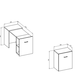 Wohnen Schreibtisch zum Ausziehen in Eiche Optik - Vadoz