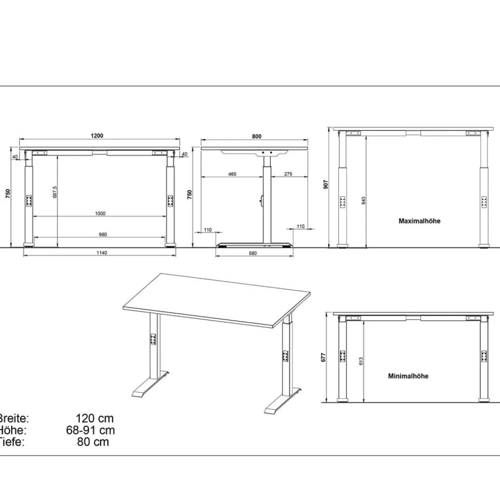 Wohnen Graue Möbel|Bürotische*Schreibtisch zum Sitzen und Stehen - Relaxes