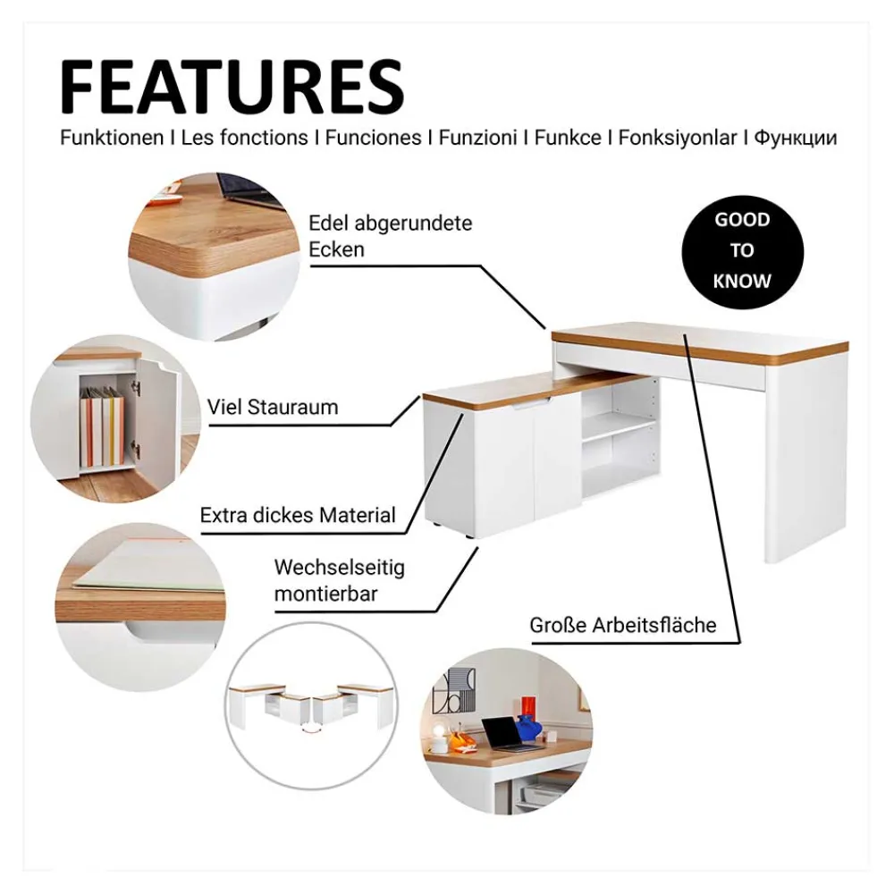 Wohnen Bürotische*Schreibtischkombination im Skandi Design - Xuana