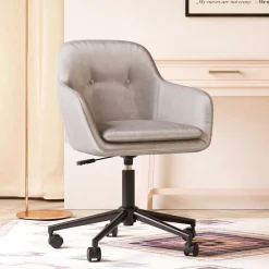 Wohnen Schreibtischsessel in Hellgrau Samt - Rina