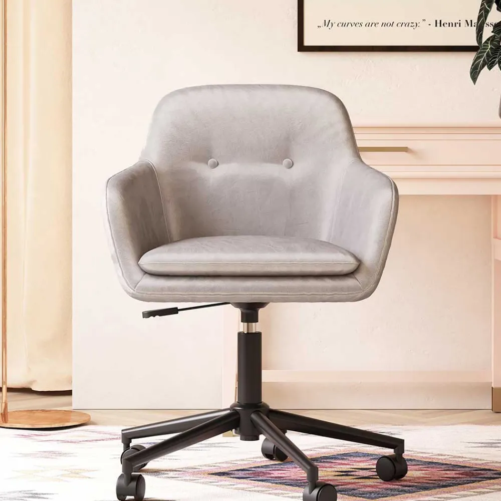 Wohnen Schreibtischsessel in Hellgrau Samt - Rina