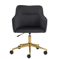 Wohnen Schreibtischstuhl in Schwarz Samt - Wihelpa