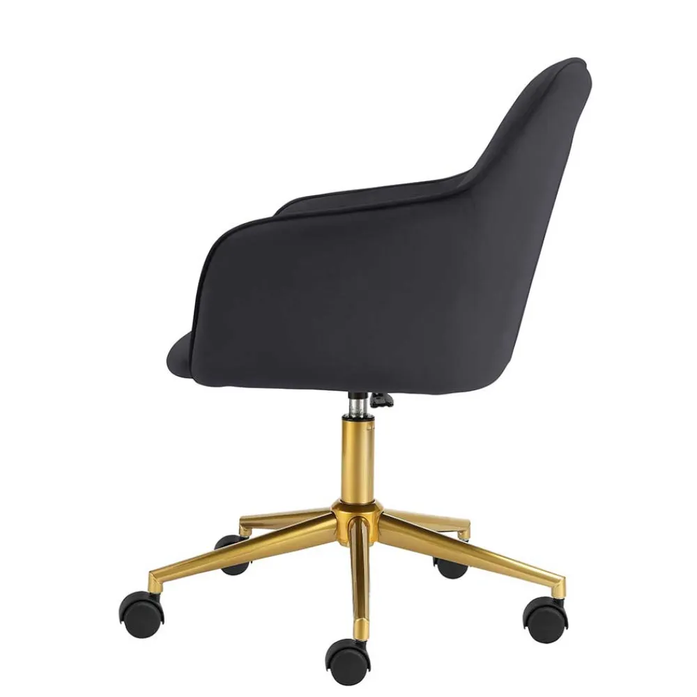 Wohnen Schreibtischstuhl in Schwarz Samt - Wihelpa