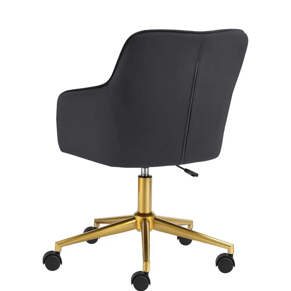 Wohnen Schreibtischstuhl in Schwarz Samt - Wihelpa