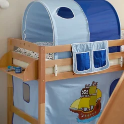 Wohnen Jugendbetten|Kindermöbel*Schräg Rutschen Hochbett in Natur Buche - Urak