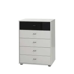 Wohnen Schubkastenkommode Louisonna in Weiß Schwarz