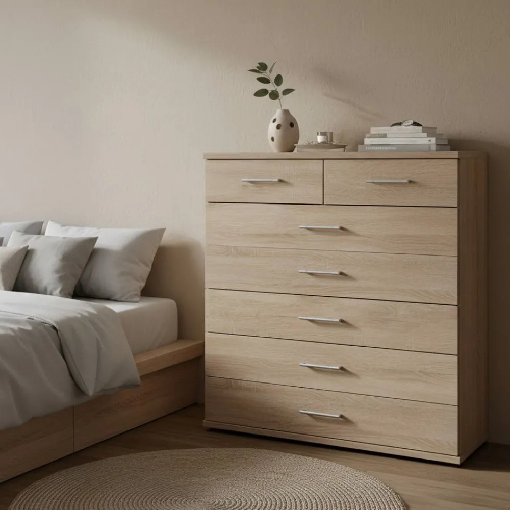Wohnen Schubkastenkommode Rommino in Eiche Sägerau