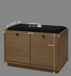 Wohnen Schuhschränke|Garderobenbänke*Schubladen Sitzbank Helvana mitr Eiche furniert