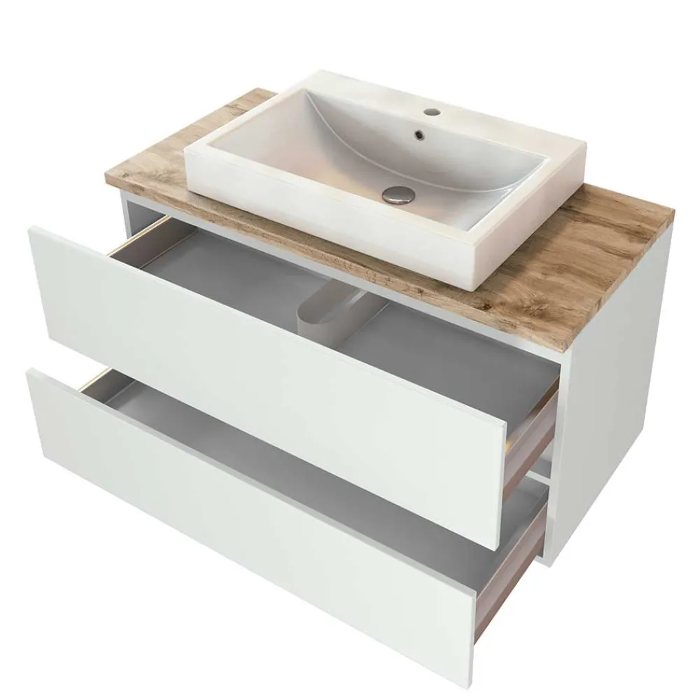 Wohnen Schubladen Waschkonsole mit Aufsatz-Becken - Misbonas