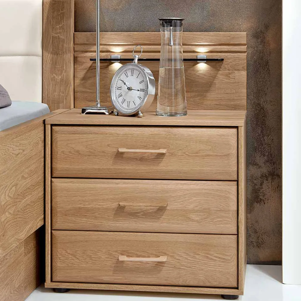 Wohnen Schubladen-Nachtschrank Anglesia in Eiche teilmassiv (2er Set)