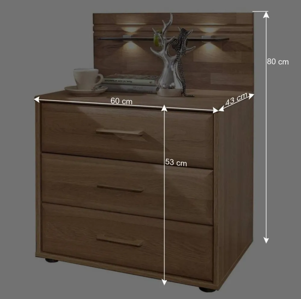 Wohnen Schubladen-Nachtschrank Anglesia in Eiche teilmassiv (2er Set)