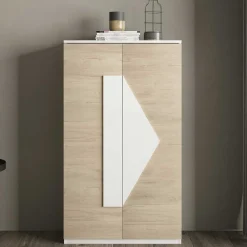 Wohnen Schuhschränke*Schuh Designschrank in Eiche Bianco & Weiß - Wilios