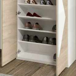 Wohnen Schuhschränke*Schuh Designschrank in Eiche Bianco & Weiß - Wilios