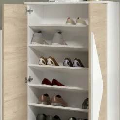 Wohnen Schuhschränke*Schuh Designschrank in Eiche Bianco & Weiß - Wilios