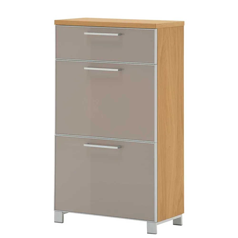 Wohnen Schuh Klappenschrank Diecca in Taupe Glas beschichtet