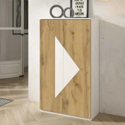 Wohnen Schuh Schrank in Wildeiche Dekor & Weiß - Fun