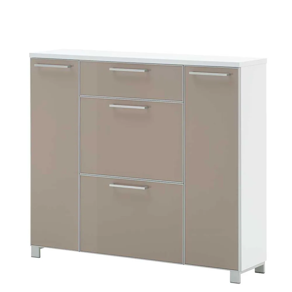 Wohnen Schuhaufbewahrung Srocca in Taupe Glas beschichtet Weiß