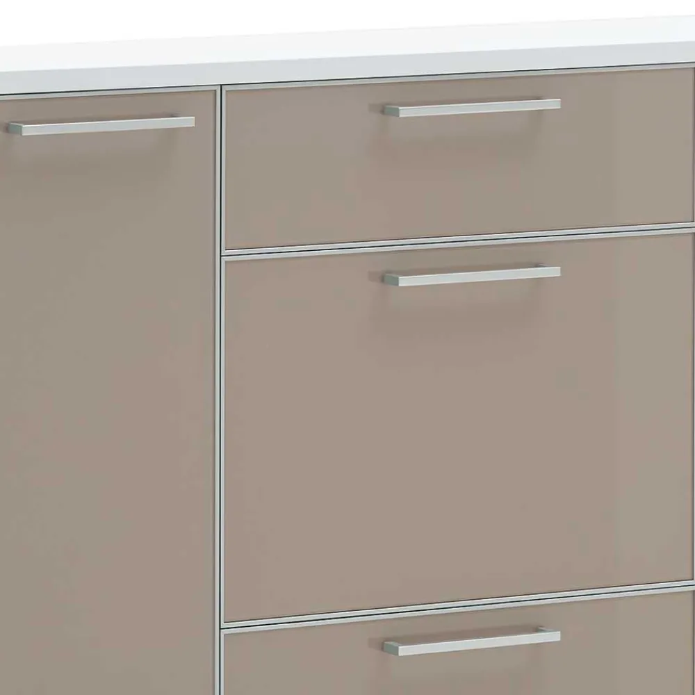 Wohnen Schuhaufbewahrung Srocca in Taupe Glas beschichtet Weiß