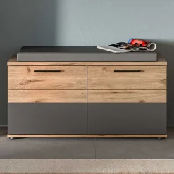 Wohnen Schuhbank in Wildeiche & Grau 90 cm - Catamaron