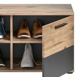 Wohnen Schuhbank in Wildeiche & Grau 90 cm - Catamaron