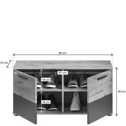 Wohnen Schuhbank in Wildeiche & Grau 90 cm - Catamaron