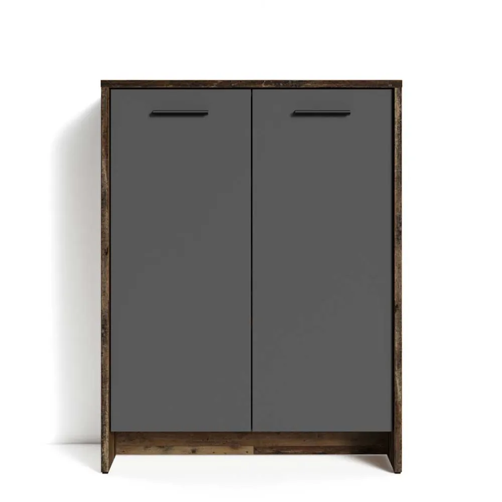 Wohnen Schuh-Kommode in Anthrazit und Altholz NB - Oktaria