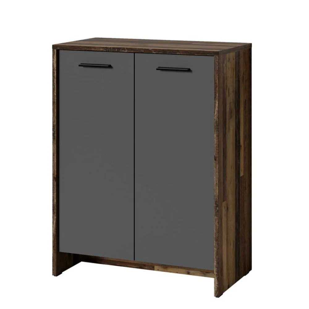 Wohnen Schuh-Kommode in Anthrazit und Altholz NB - Oktaria