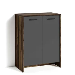 Wohnen Schuh-Kommode in Anthrazit und Altholz NB - Oktaria