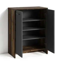 Wohnen Schuh-Kommode in Anthrazit und Altholz NB - Oktaria