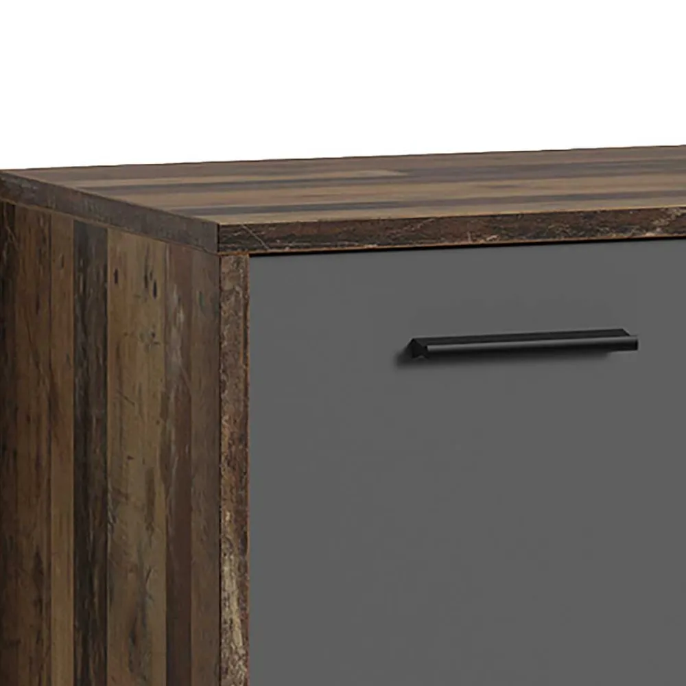 Wohnen Schuh-Kommode in Anthrazit und Altholz NB - Oktaria