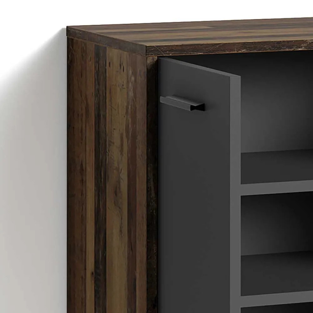 Wohnen Schuh-Kommode in Anthrazit und Altholz NB - Oktaria