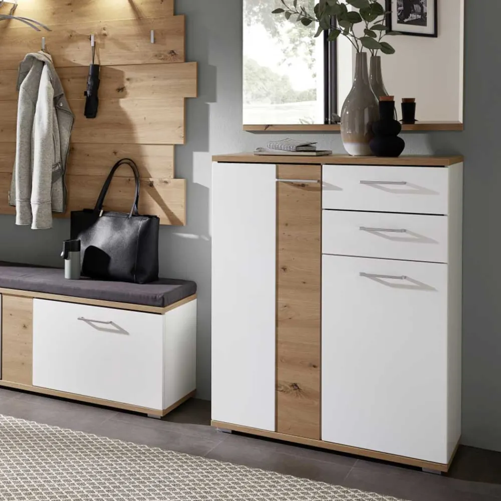Wohnen Schuhschränke*Schuhkommode in Weiß & Wildeiche NB - Symbrosia