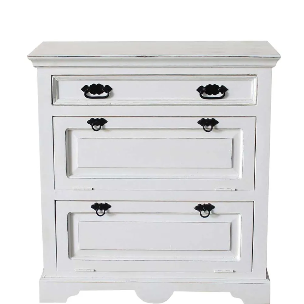 Wohnen Vintage Möbel|Schuhschränke*Schuhkommode in Weiß mit Antik Finish - Wittgenstein