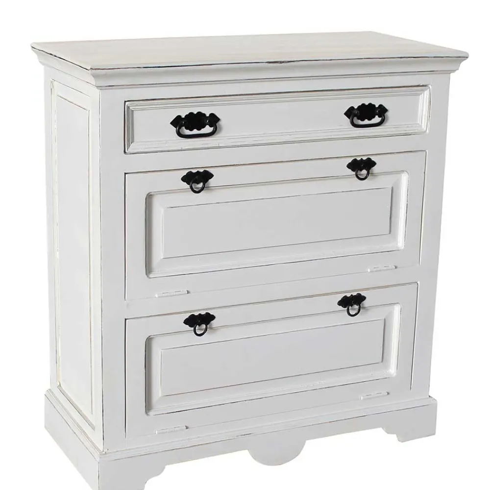 Wohnen Vintage Möbel|Schuhschränke*Schuhkommode in Weiß mit Antik Finish - Wittgenstein