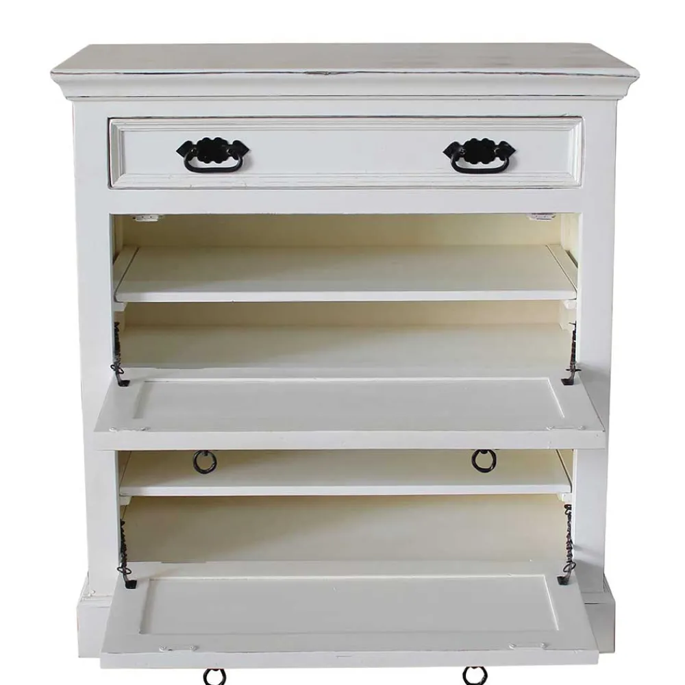 Wohnen Vintage Möbel|Schuhschränke*Schuhkommode in Weiß mit Antik Finish - Wittgenstein