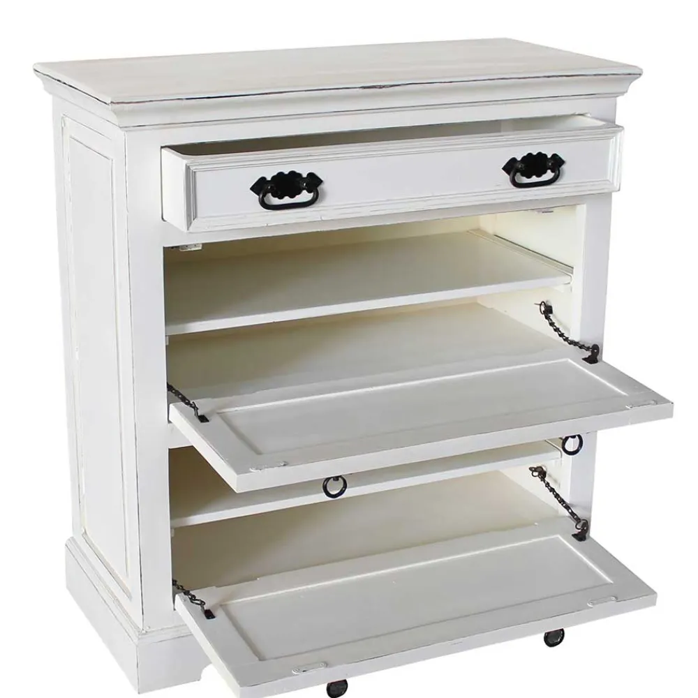 Wohnen Vintage Möbel|Schuhschränke*Schuhkommode in Weiß mit Antik Finish - Wittgenstein