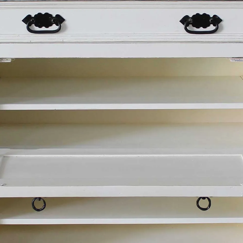 Wohnen Vintage Möbel|Schuhschränke*Schuhkommode in Weiß mit Antik Finish - Wittgenstein