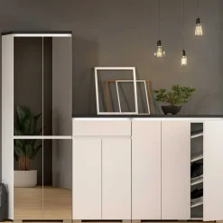 Wohnen Schuhschränke*Schuhkommode in Weiß und Dunkelgrau - Suad