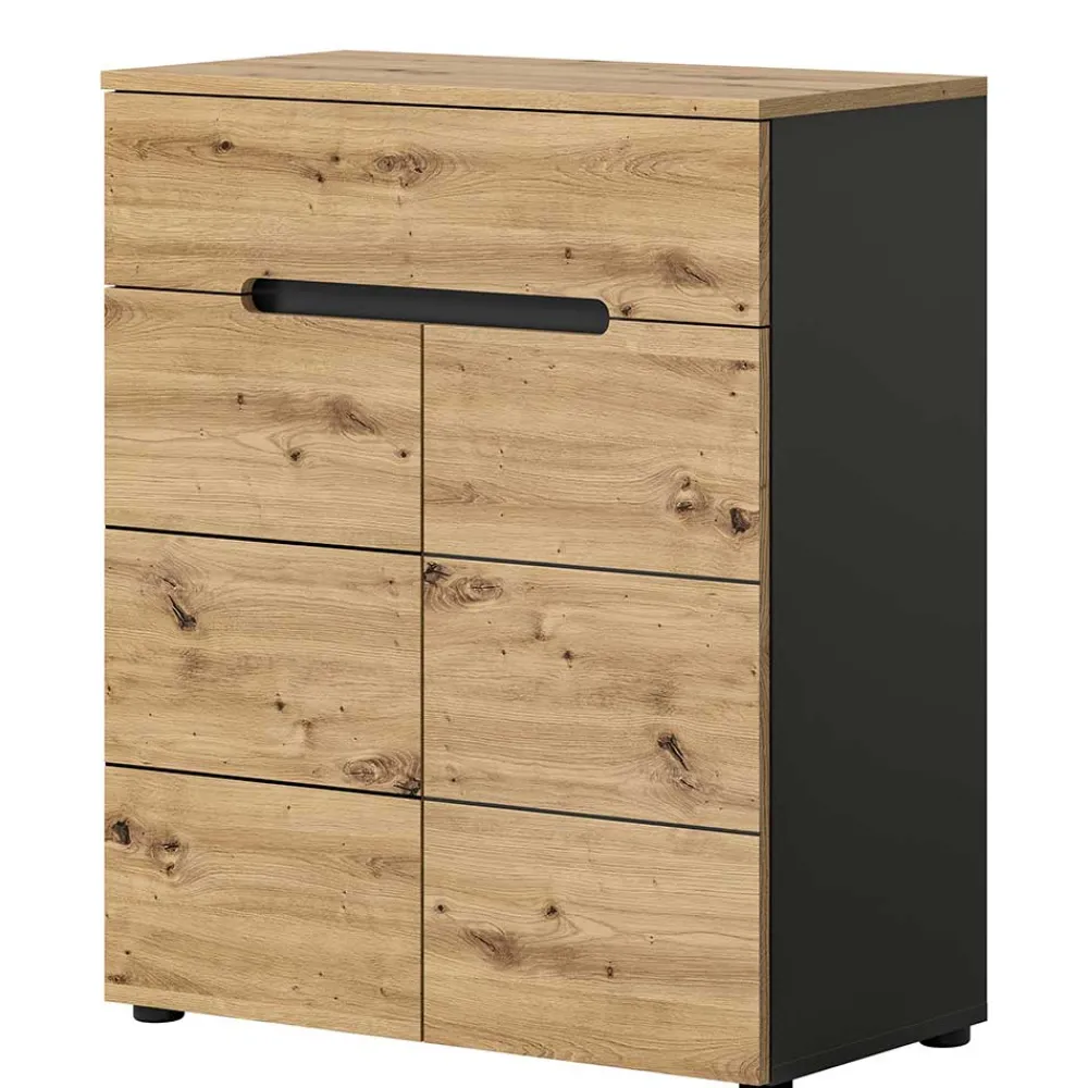 Wohnen Schuhkommode in Wildeiche mit Grau - Norja