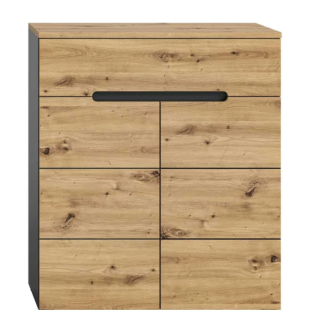 Wohnen Schuhkommode in Wildeiche mit Grau - Norja