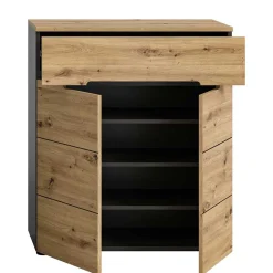 Wohnen Schuhkommode in Wildeiche mit Grau - Norja