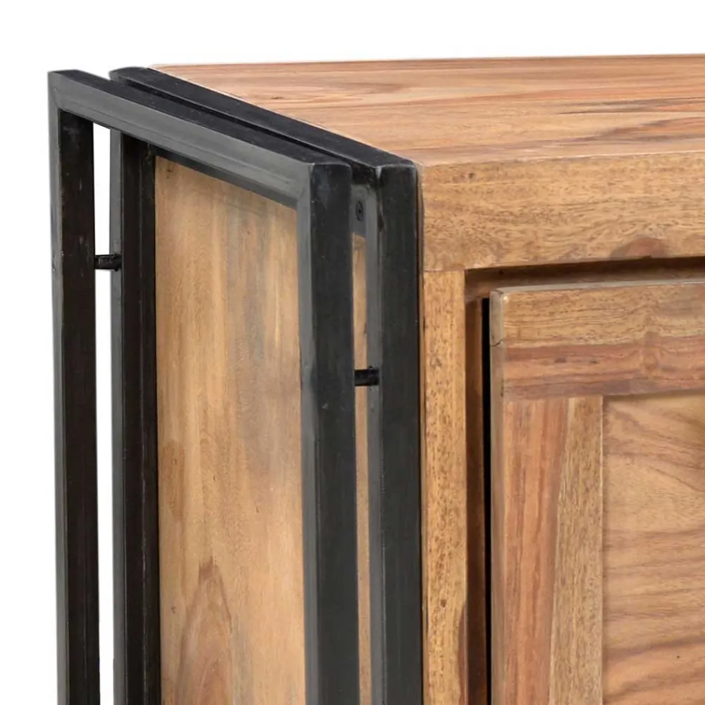 Wohnen Schuhschränke*Schuhkommode Mendoza aus Akazie Massivholz und Metall