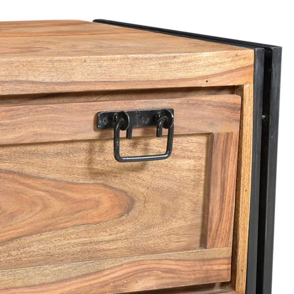 Wohnen Schuhschränke*Schuhkommode Mendoza aus Akazie Massivholz und Metall